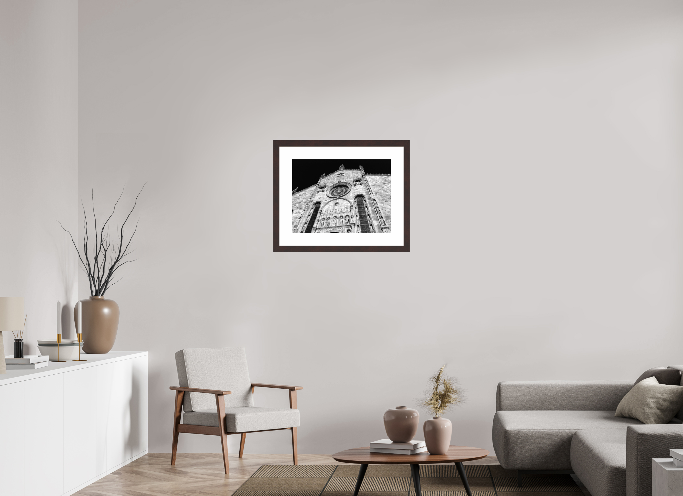 24 x 18″, Framed, Alder Brown, B&W Print Como Cathedral