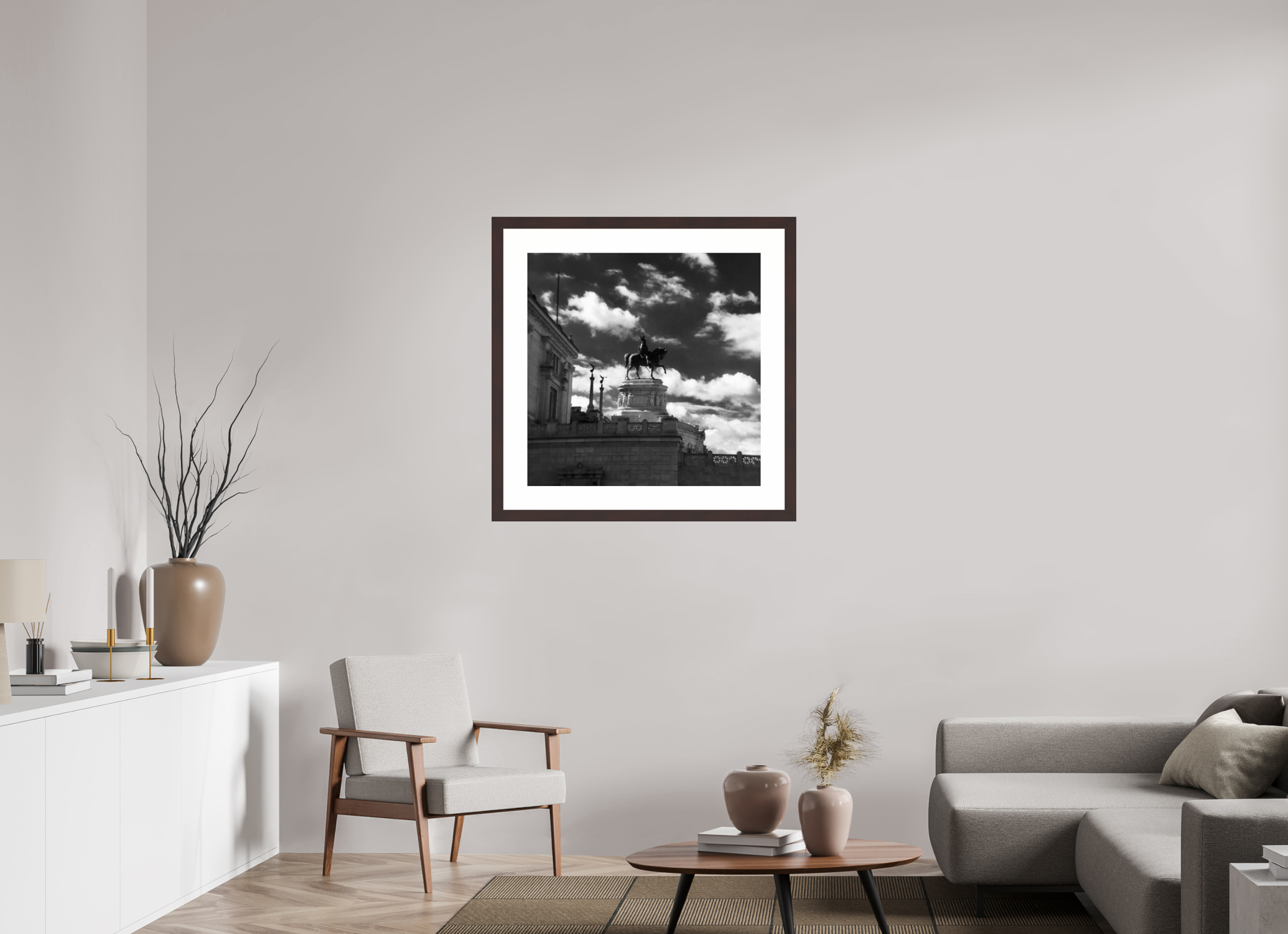 30 x 30″, Framed, Alder Brown, B&W Print Altar of the Fatherland