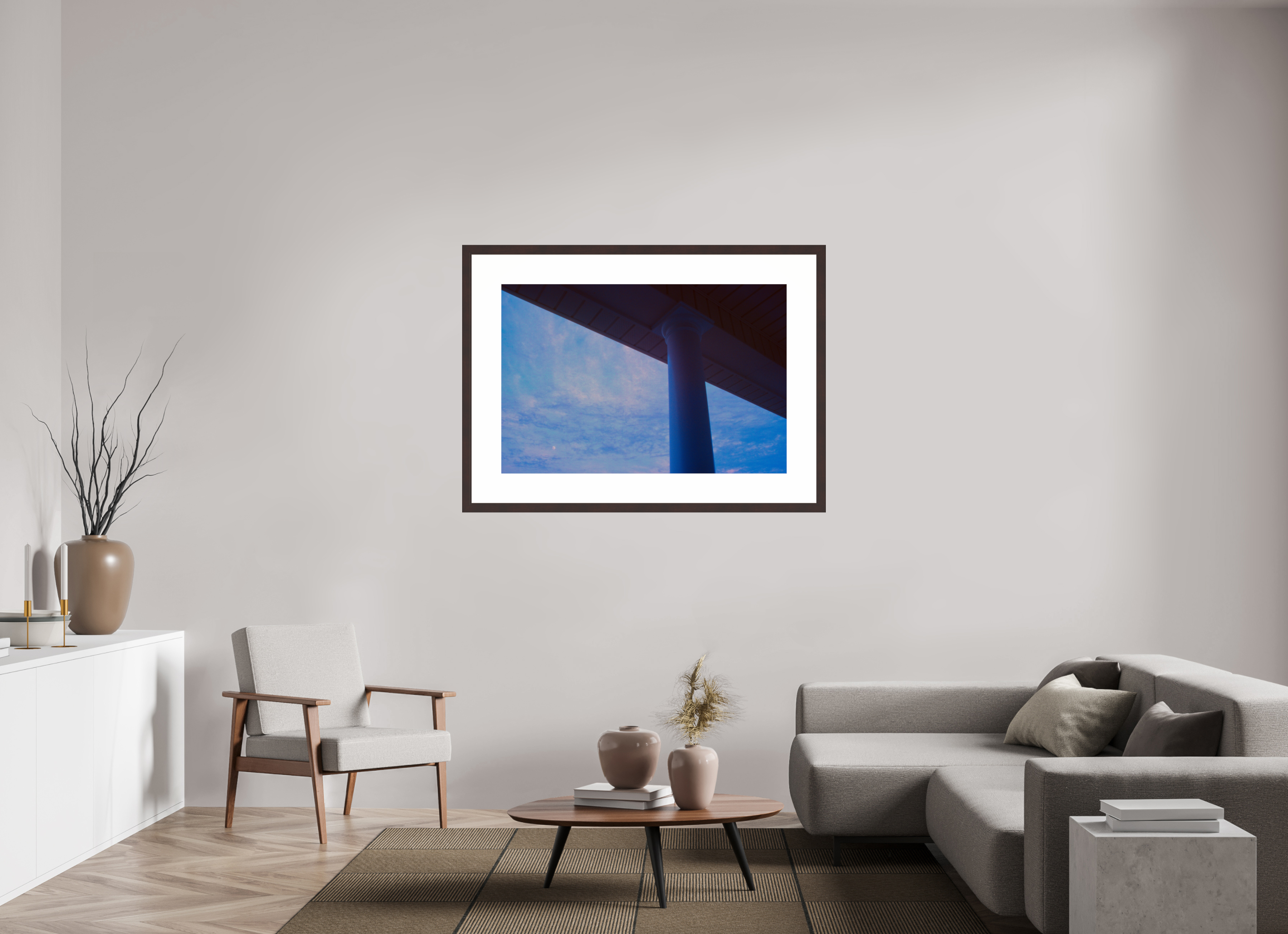 45 x 30″, Framed, Alder Brown, Color Print Moonset