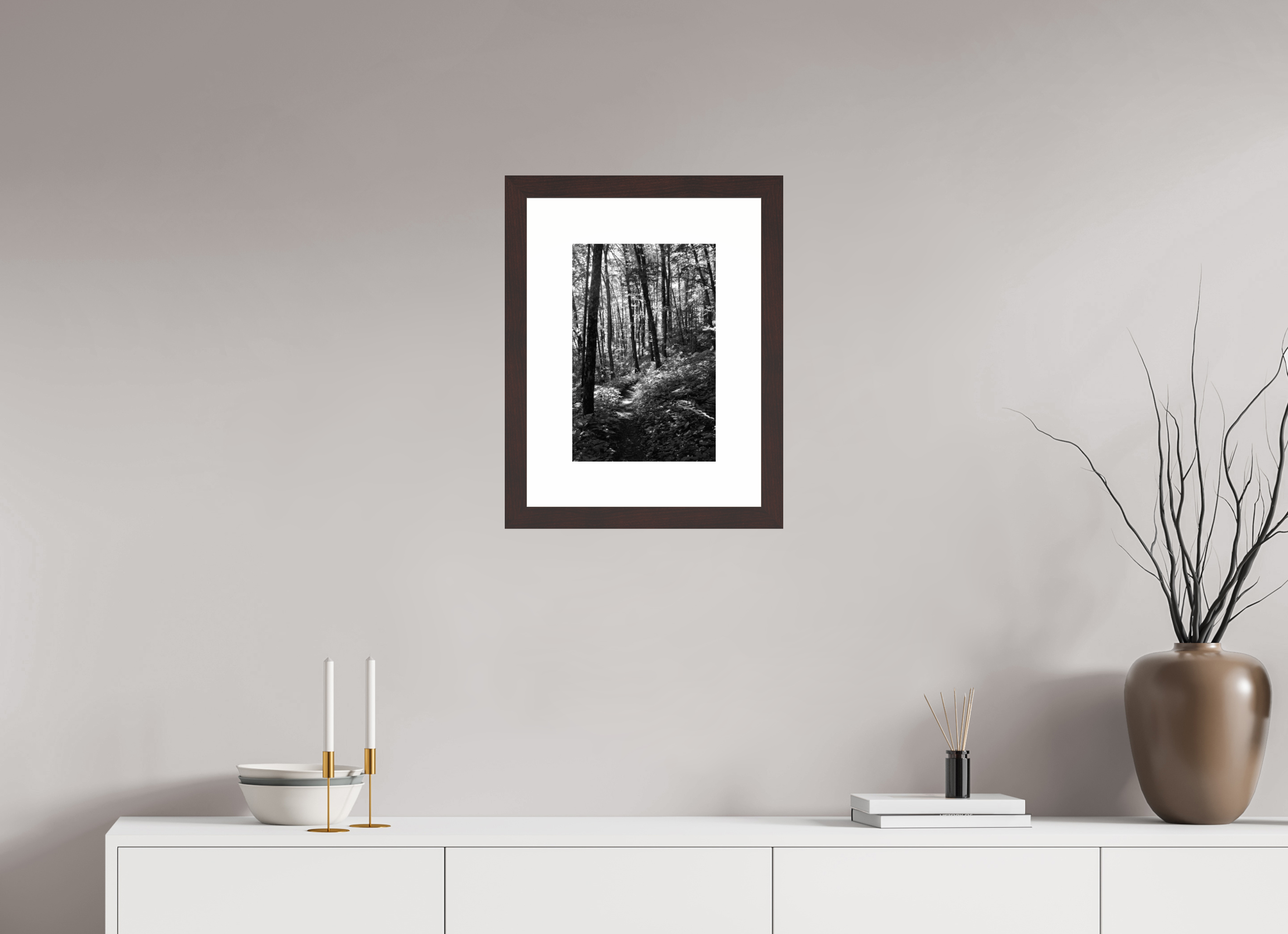 10 x 15″, Framed, Alder Brown, B&W Print Appalachian Trail