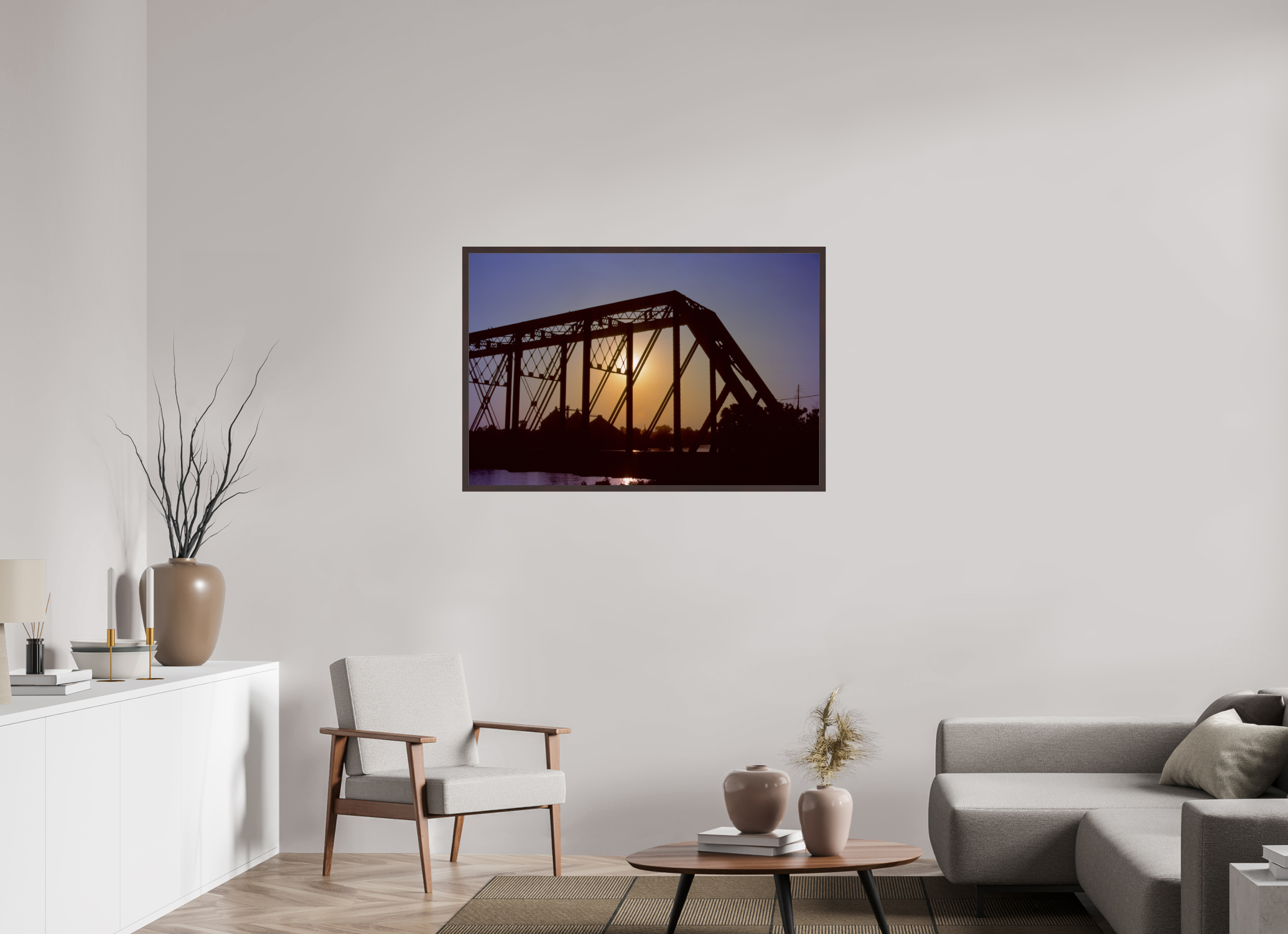 45 x 30″, ArtBox On Aluminum Dibond Sunset and Bridge
