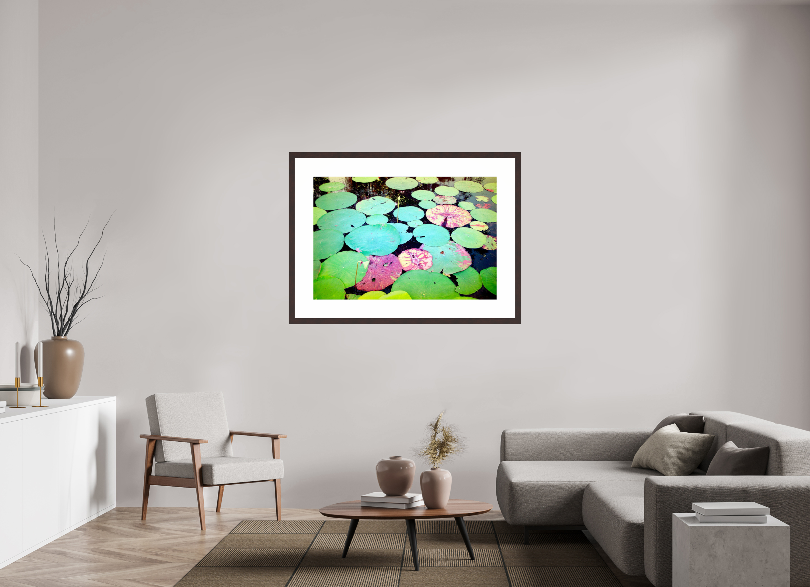 45.9 x 31″, Framed, Alder Brown, Color Print Lilley Pads