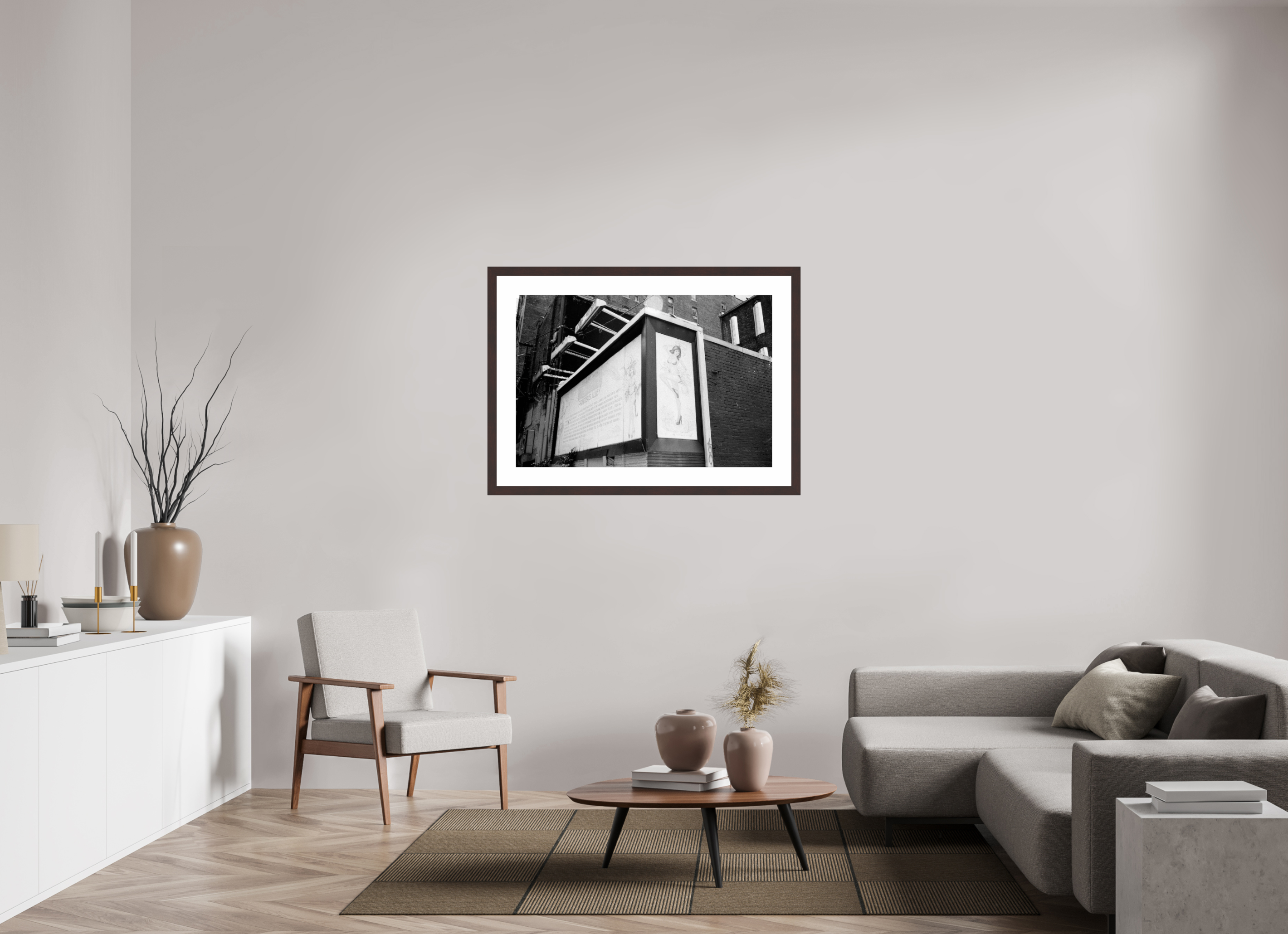 41.5 x 28″, Framed, Alder Brown, B&W Print Printer's Alley