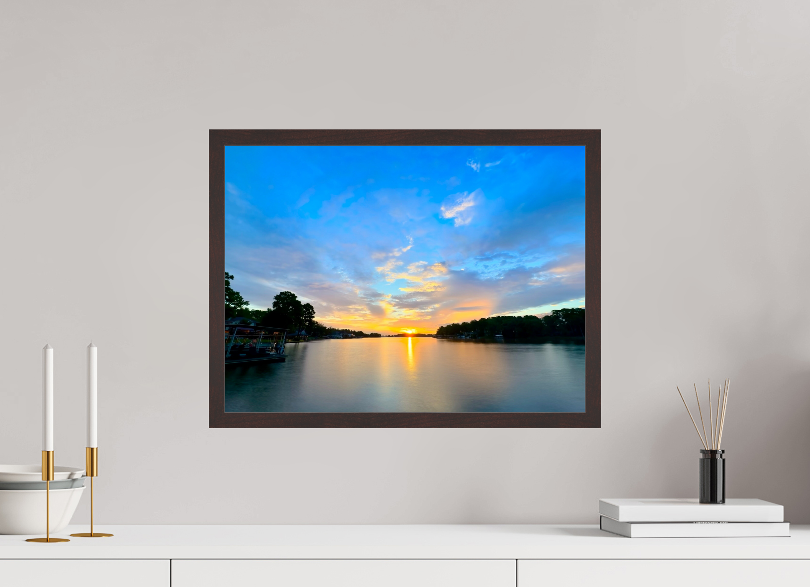 20 x 15″, ArtBox On Aluminum Dibond Sunrise On Lake Hamilton