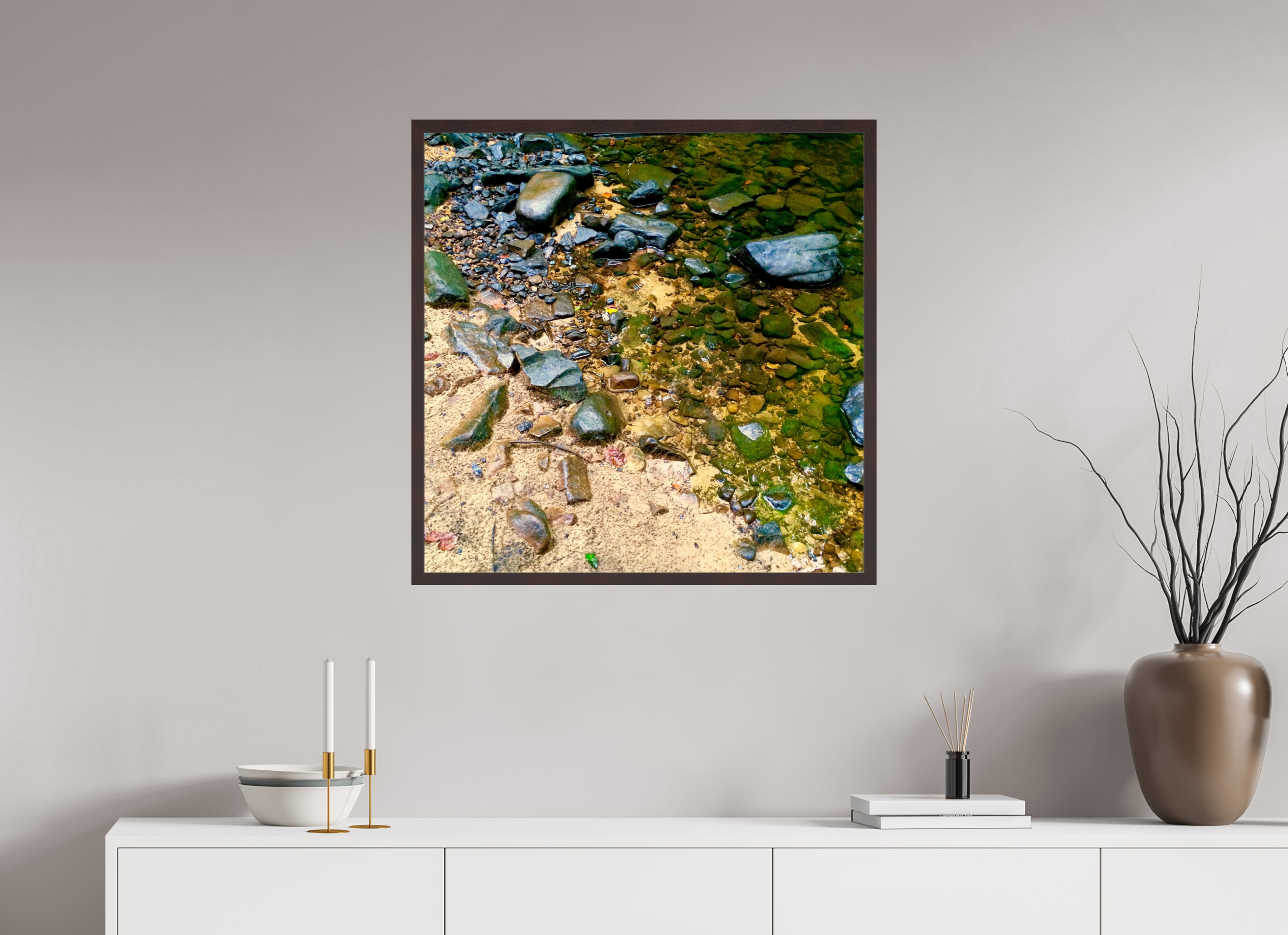 30 x 30″, ArtBox On Aluminum Dibond Stream Bed