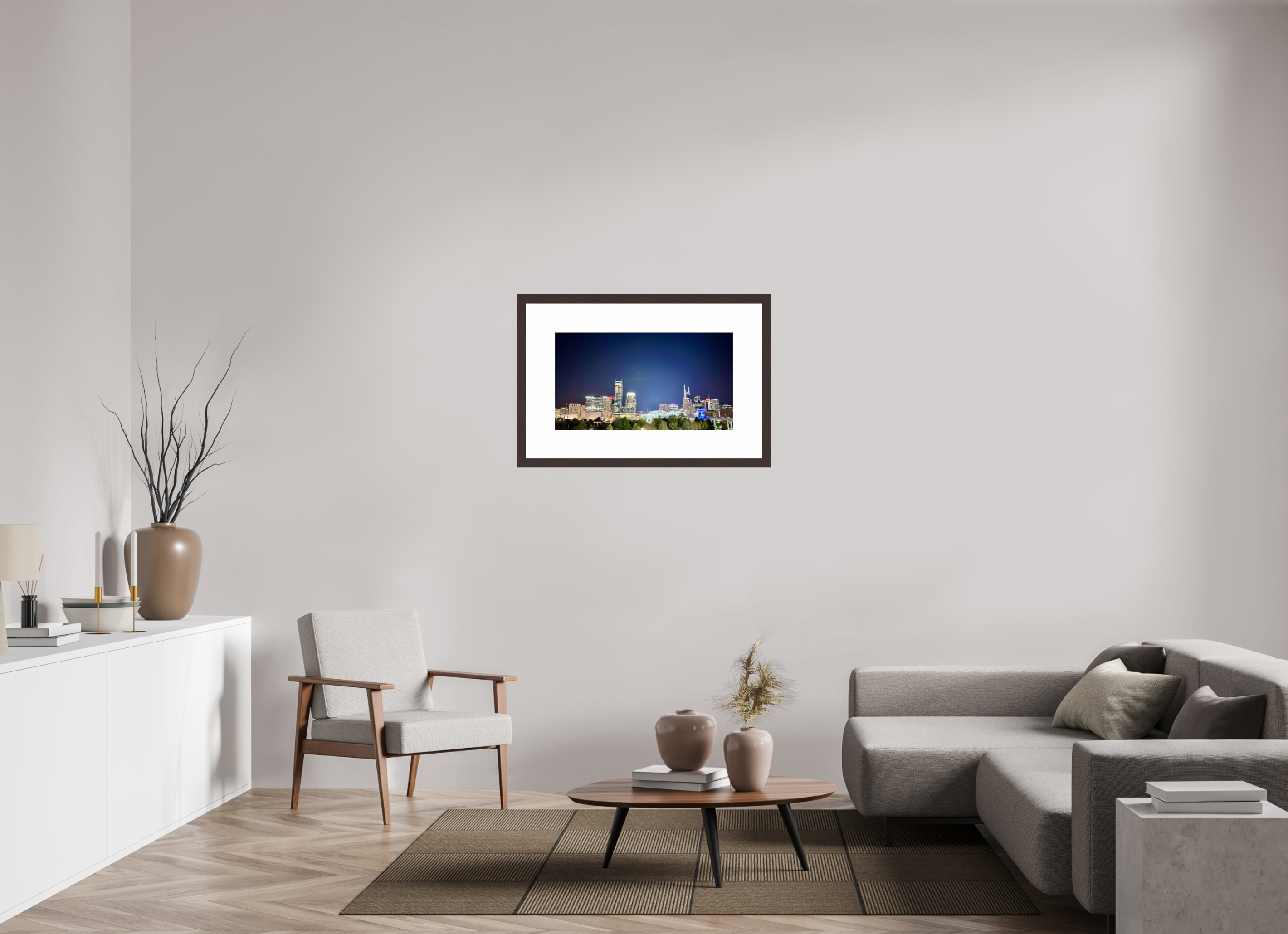28.9 x 16″, Framed, Alder Brown, Color Print Nashville at Night