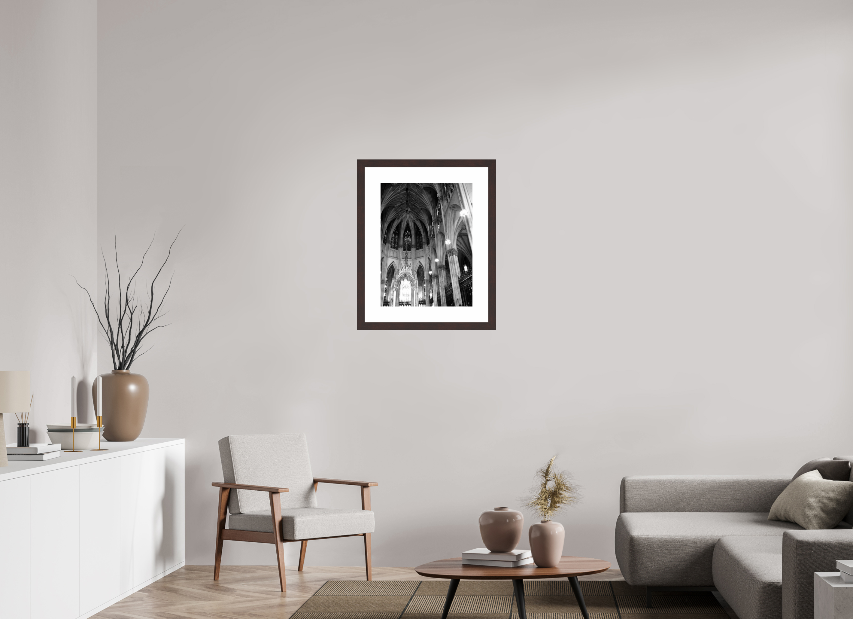18 x 24″, Framed, Alder Brown, B&W Print St. Patrick's