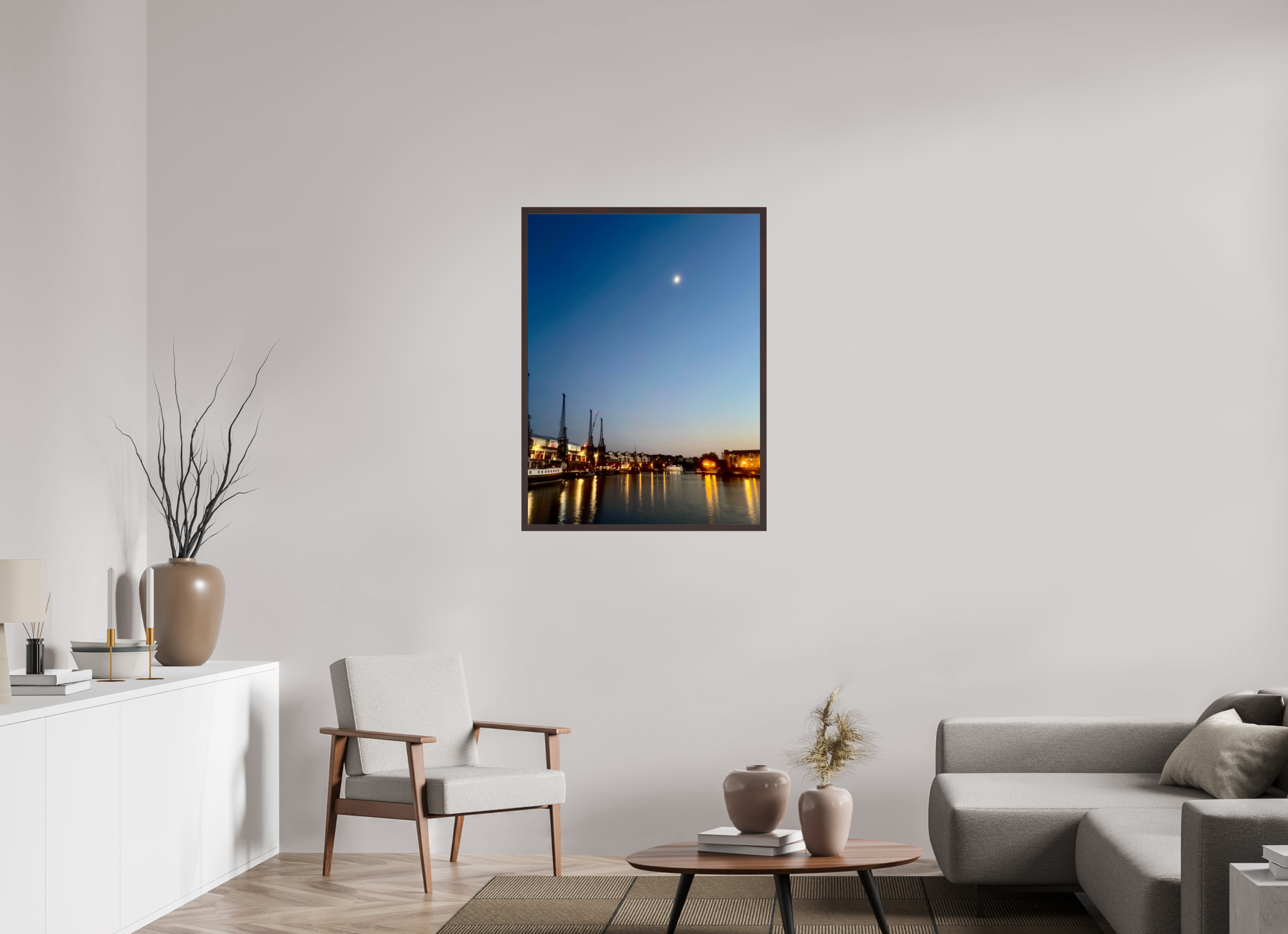 30 x 40″, ArtBox On Aluminum Dibond Moonset Over Bristol