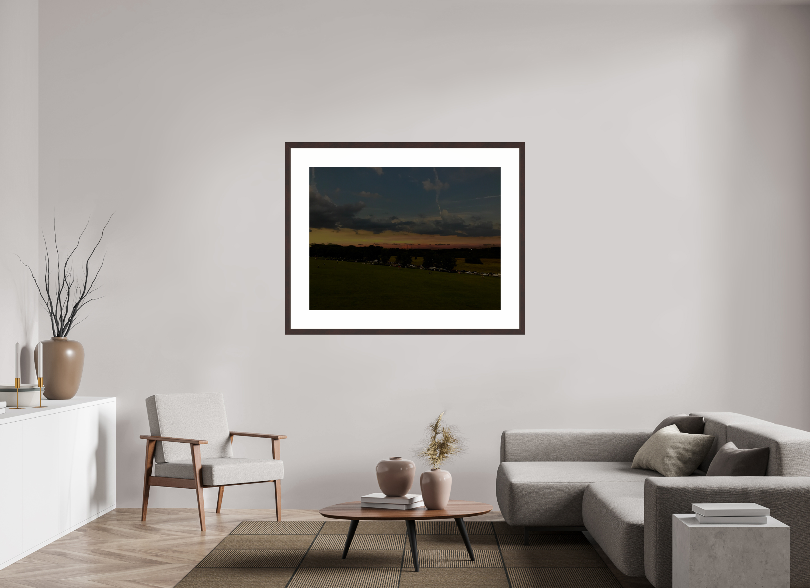 48 x 36″, Framed, Alder Brown, Color Print Solar Eclipse as Seen from Percy Priest Damn