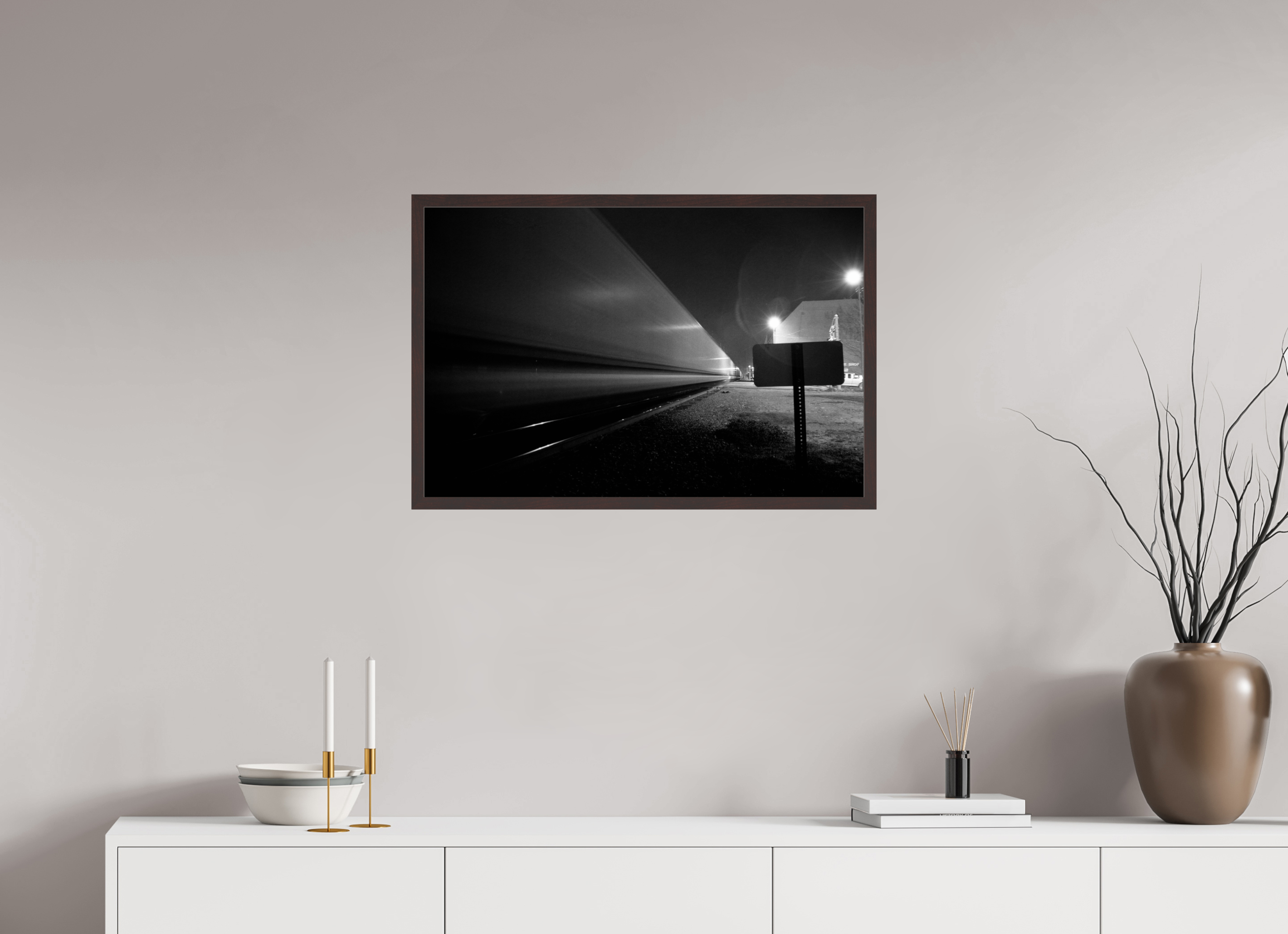 30 x 20″, ArtBox On Aluminum Dibond Train Going By
