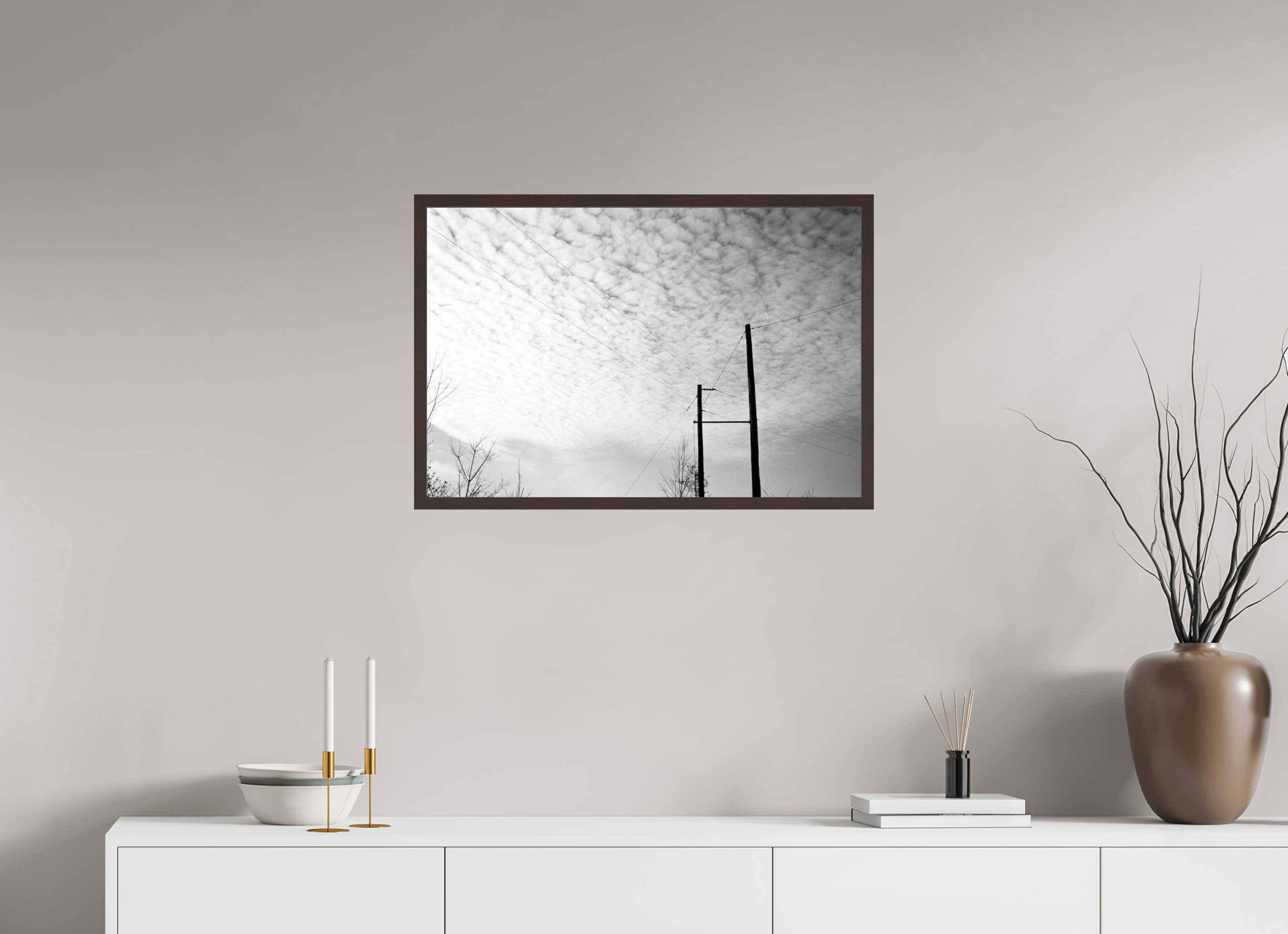 29.6 x 20″, ArtBox On Aluminum Dibond Lines Under a Blanket of Clouds