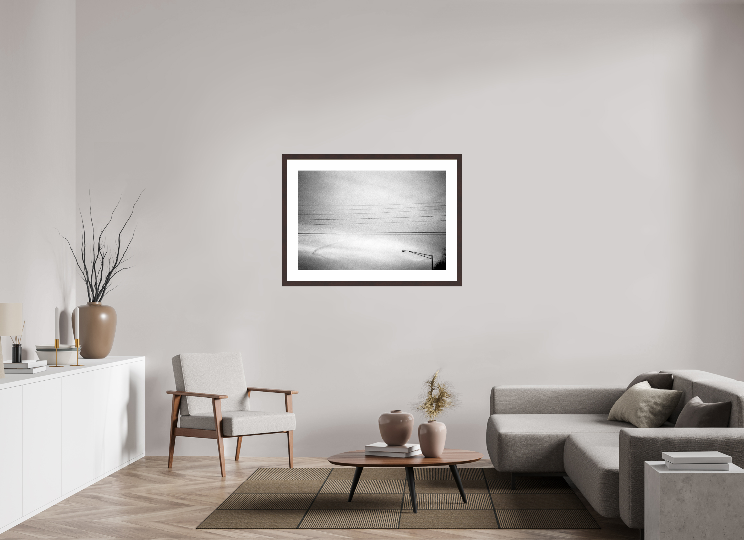 41.4 x 28″, Framed, Alder Brown, B&W Print Wires