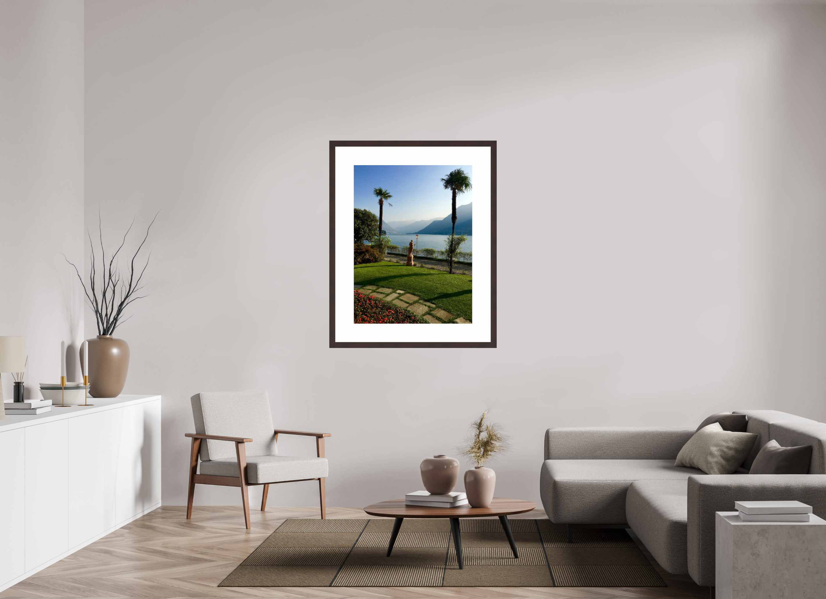 30 x 40″, Framed, Alder Brown, Color Print View of Lake Como
