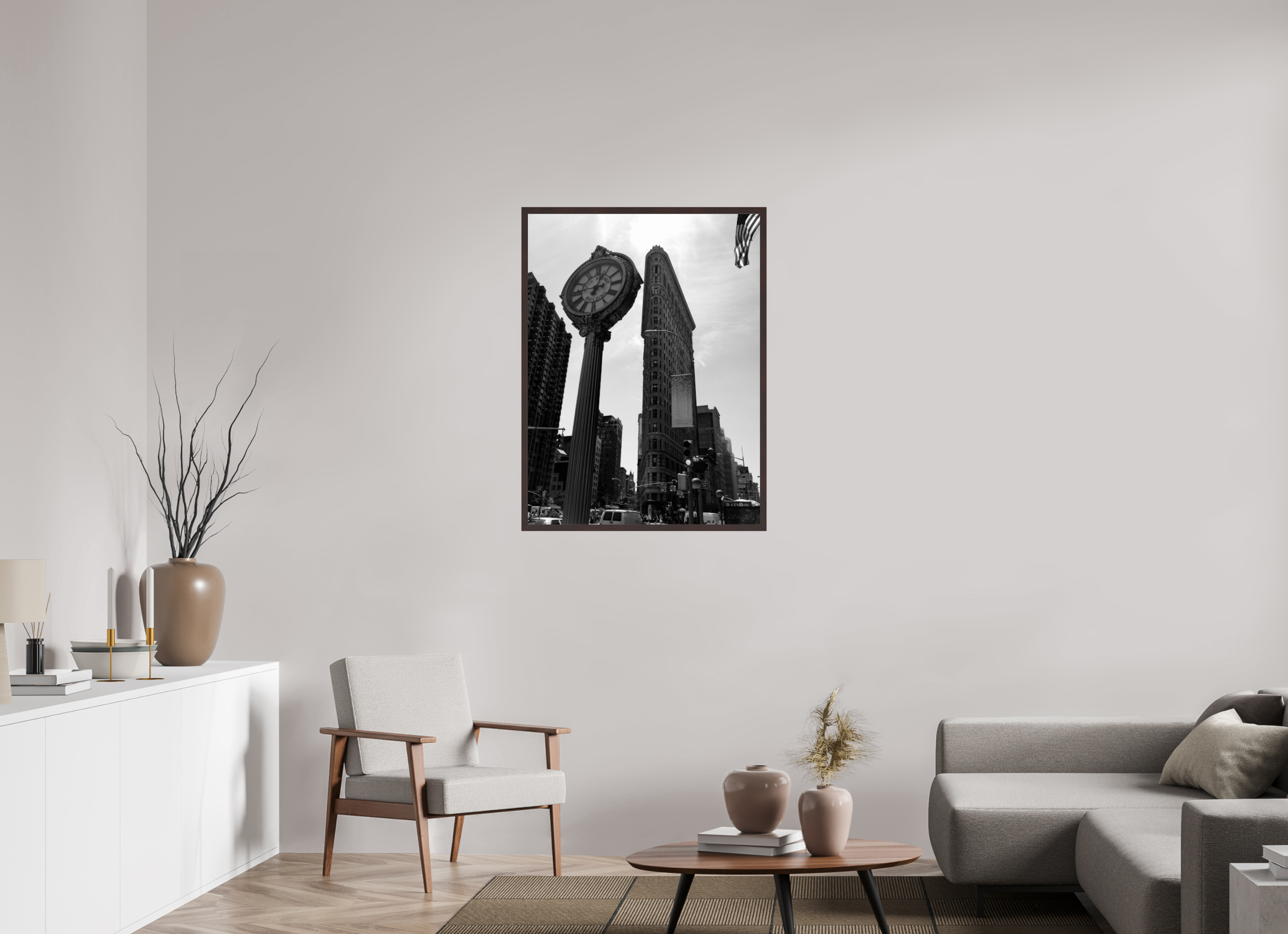 30 x 40″, ArtBox On Aluminum Dibond Flatiron and Clock