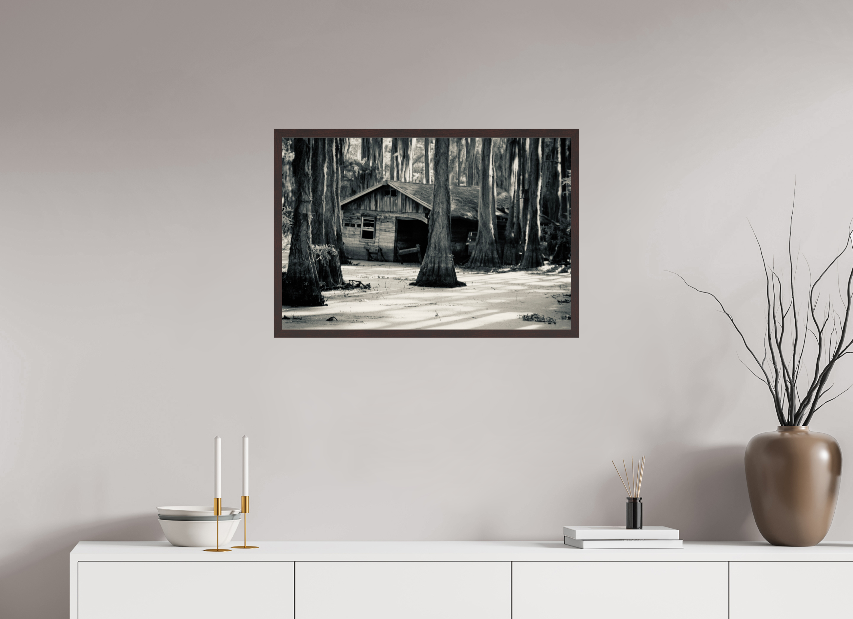 29.7 x 20″, ArtBox On Aluminum Dibond Shack on Caddo Lake