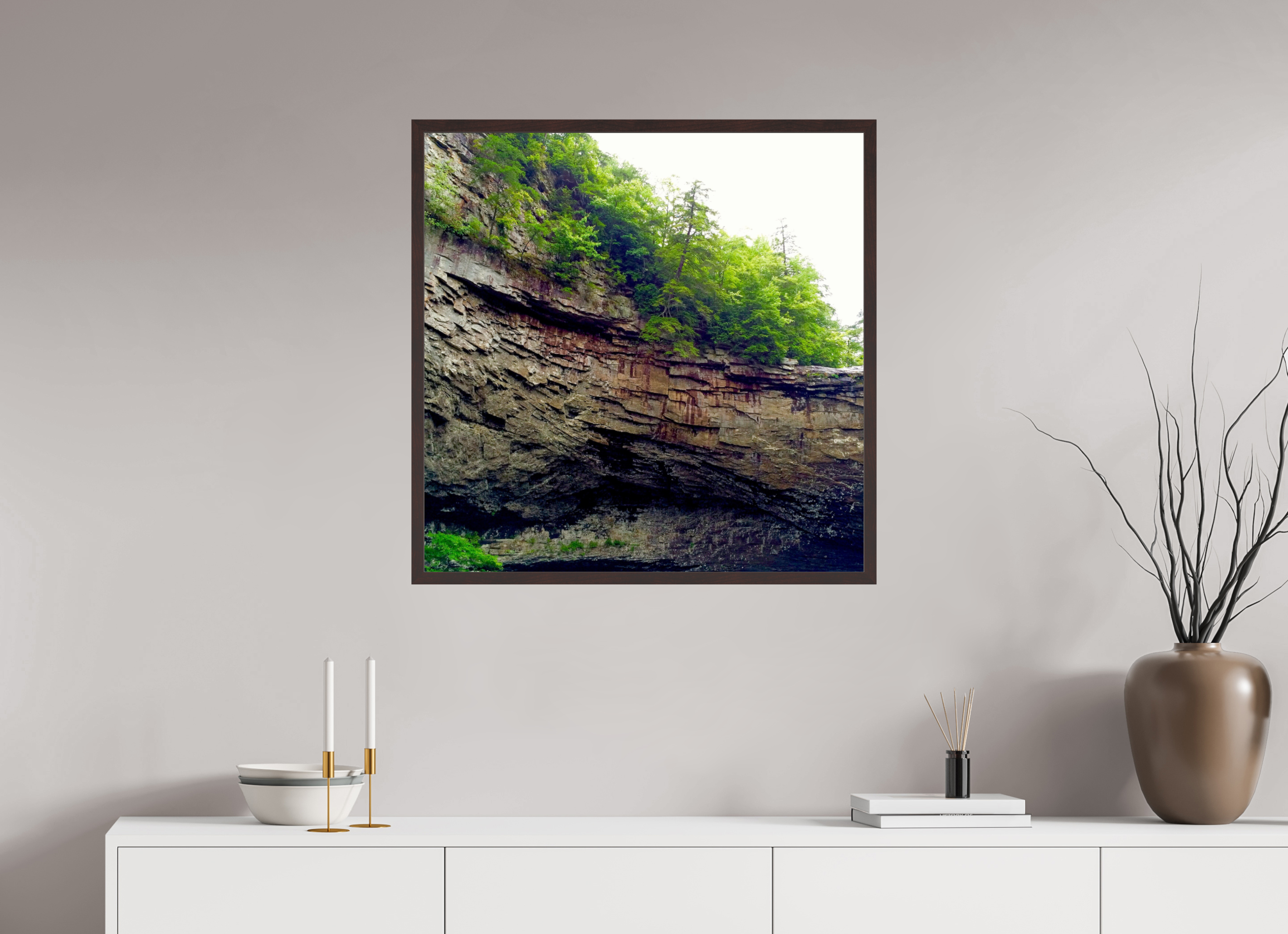 30 x 30″, ArtBox On Aluminum Dibond Cliffs Near Foster Falls