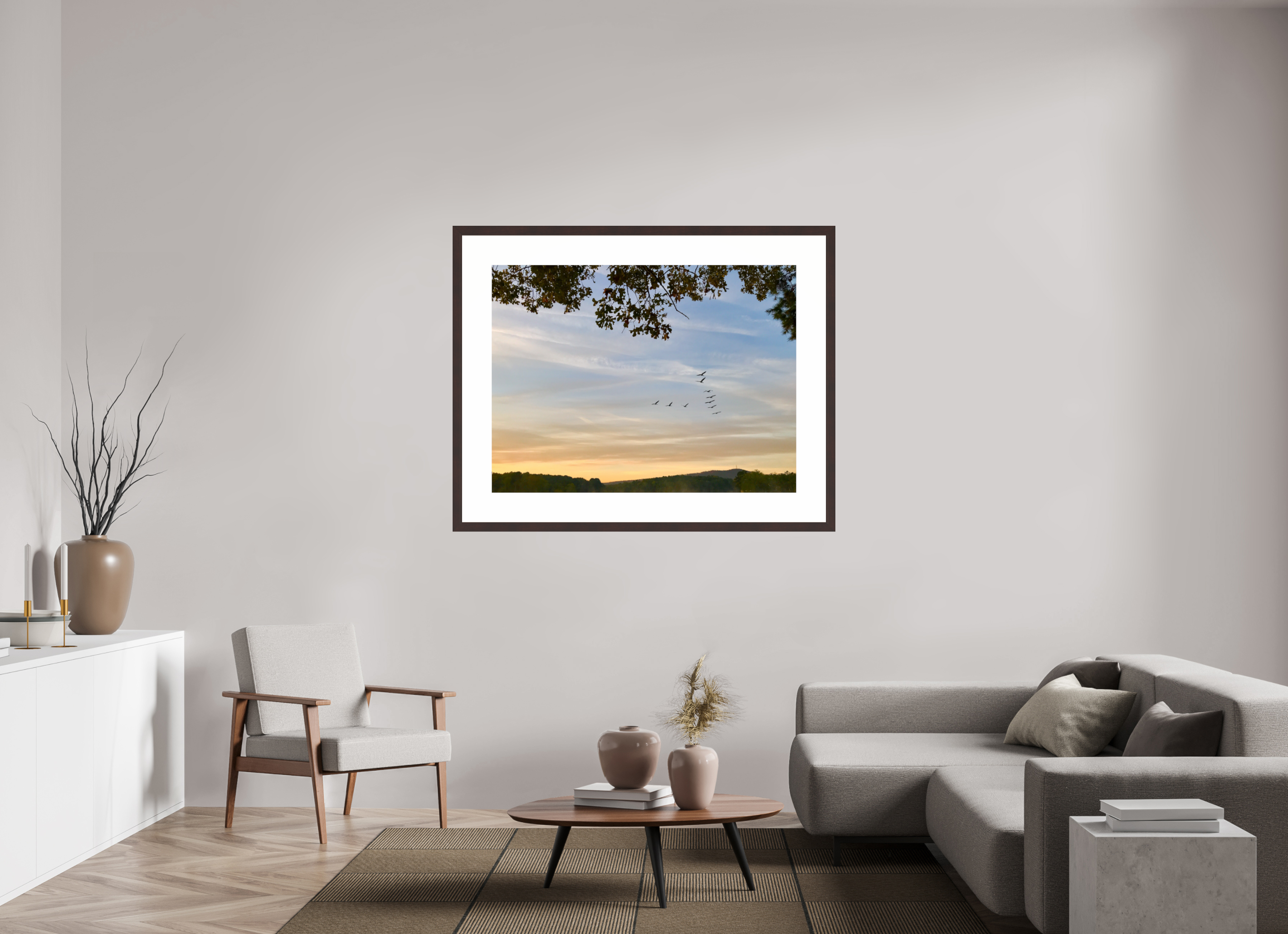 48 x 36″, Framed, Alder Brown, Color Print Flock of Geese