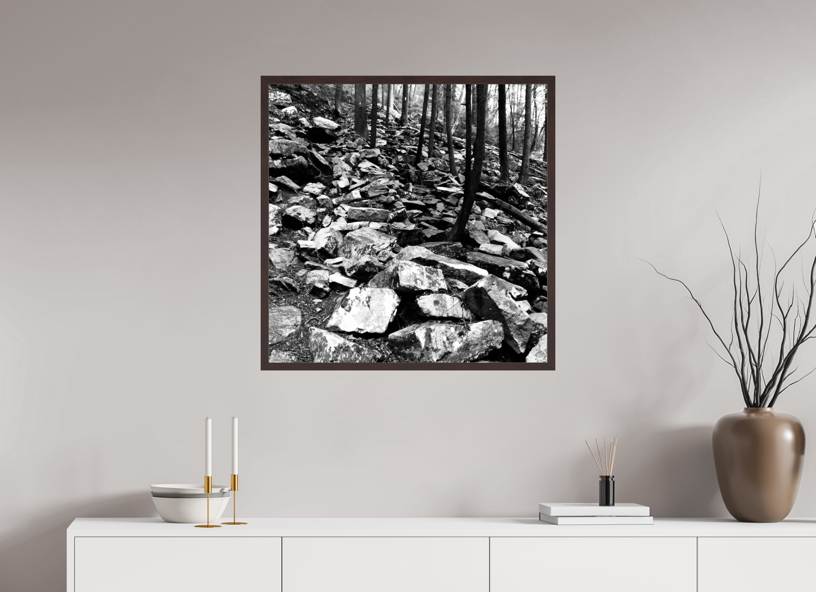 30 x 30″, ArtBox On Aluminum Dibond Rocky Hillside