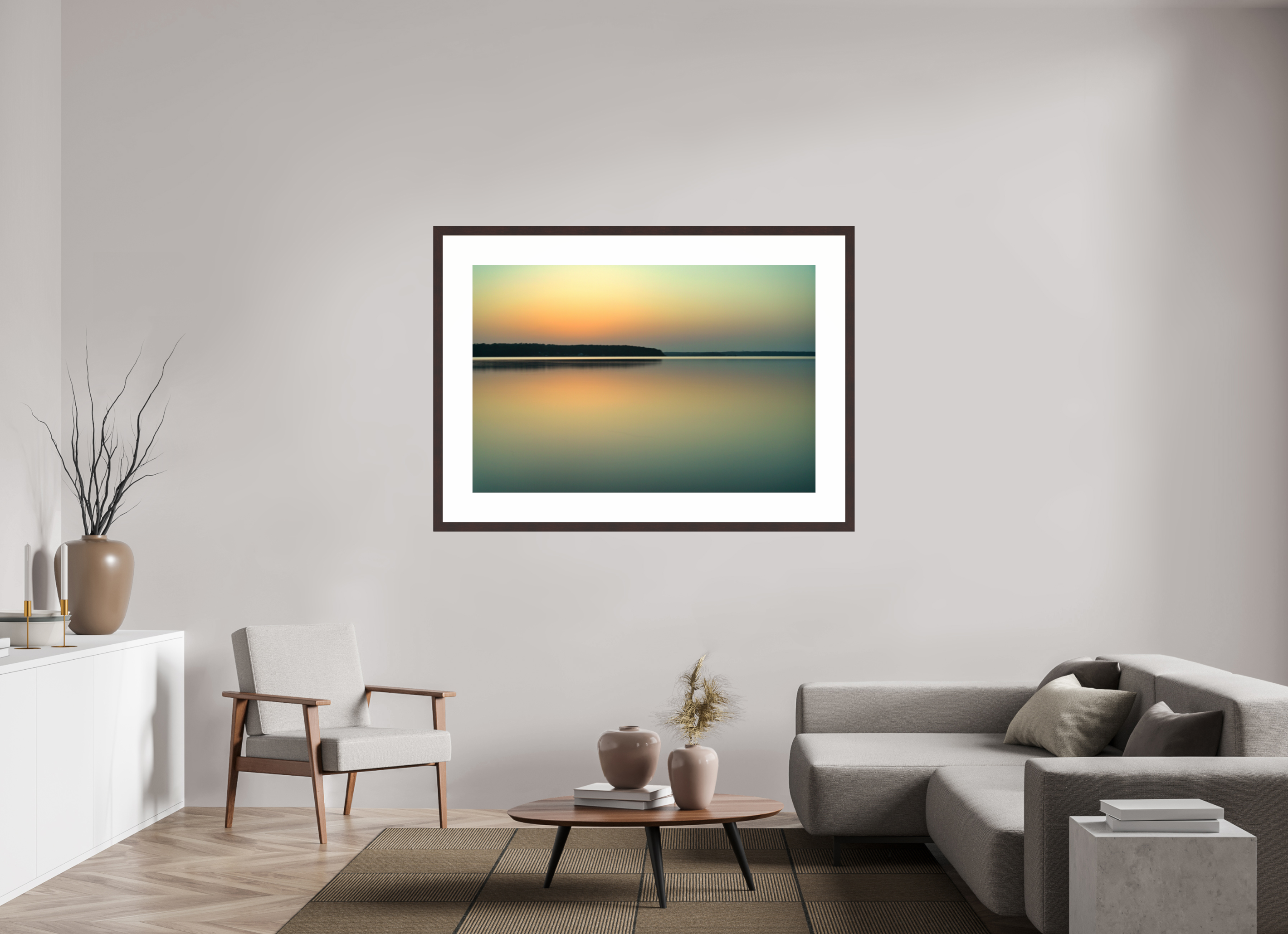 54 x 36″, Framed, Alder Brown, Color Print Sunrise at D'Arbonne Lake