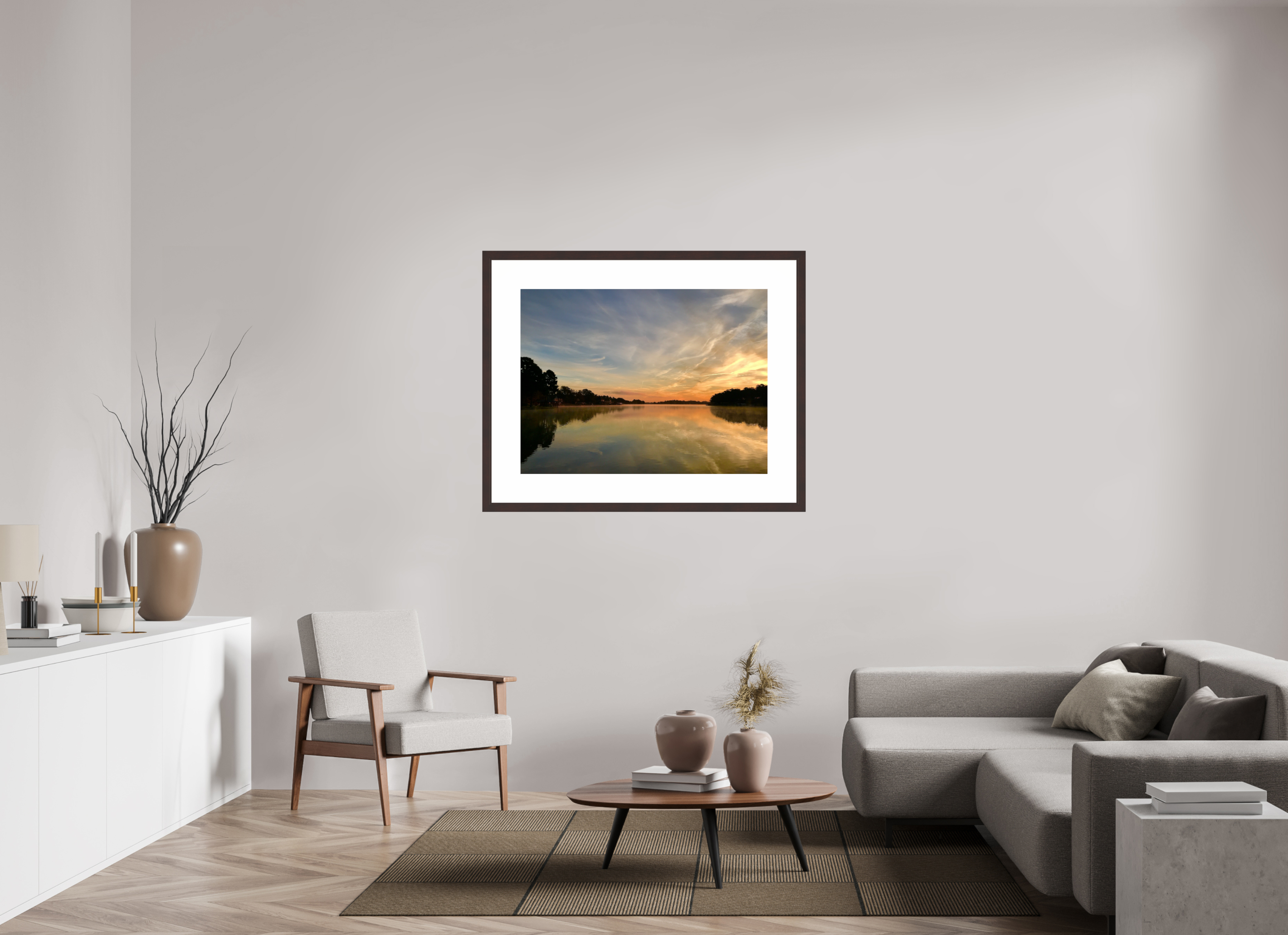 40 x 30″, Framed, Alder Brown, Color Print Sunrise, Lake Hamilton